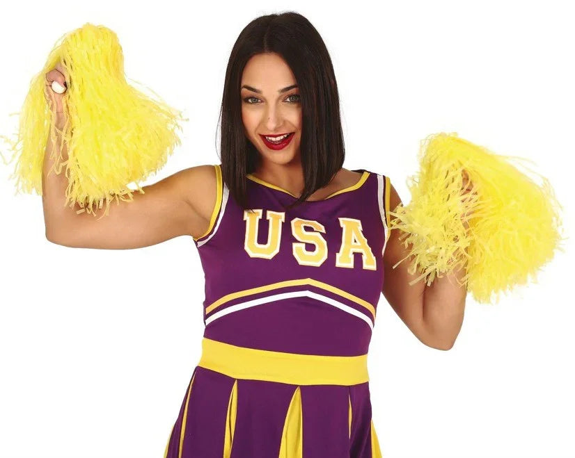 Pompones de Animadora en Colores Pompones Guirca Amarillo