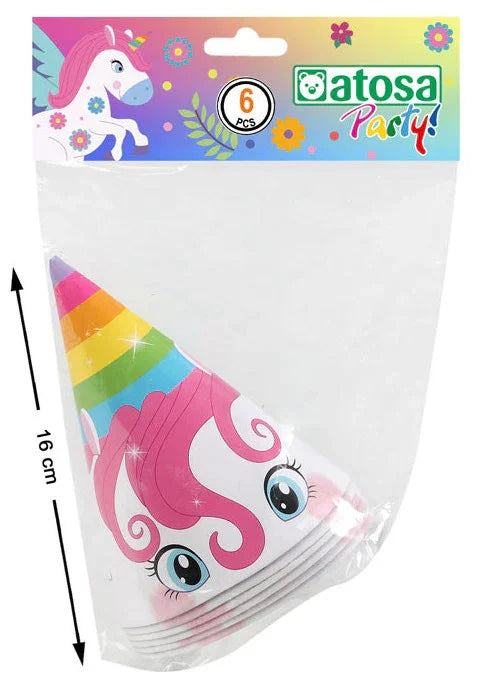 Pack 6 Gorros de Unicornio de Cumpleaños Decoración y Menaje de Dibujos Animados Atosa