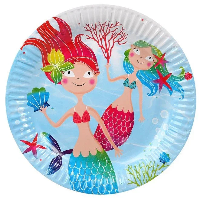 Pack de 6 Platos de Sirenas del Mar Decoración y Menaje de Dibujos Animados Atosa