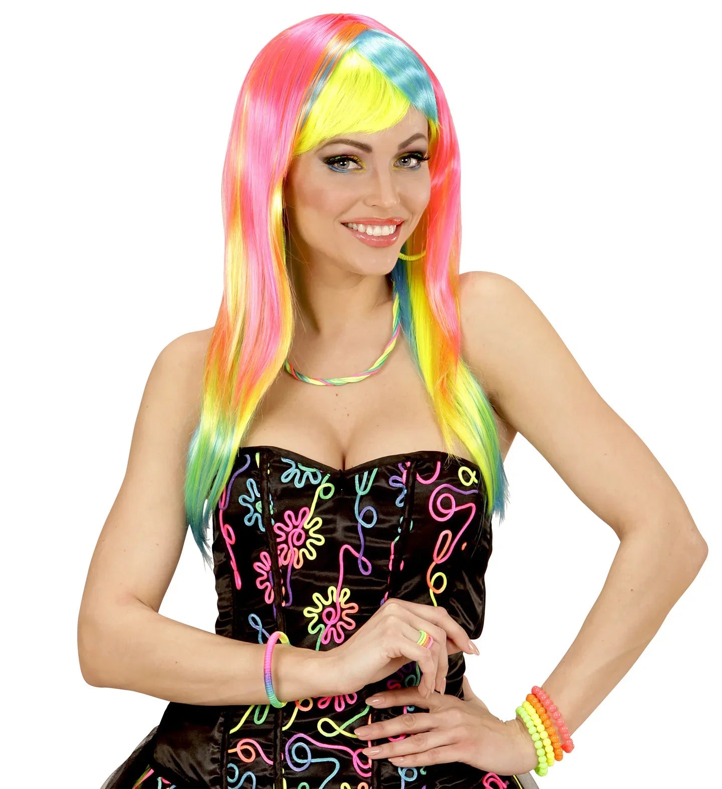 Pulseras de Cuentas en Colores Neón Estilo Años 80 Años 80 Widmann