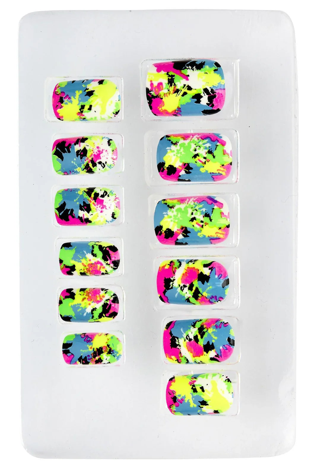 Uñas Postizas Multicolor Neón Autoadhesivas Uñas Postizas Smiffys