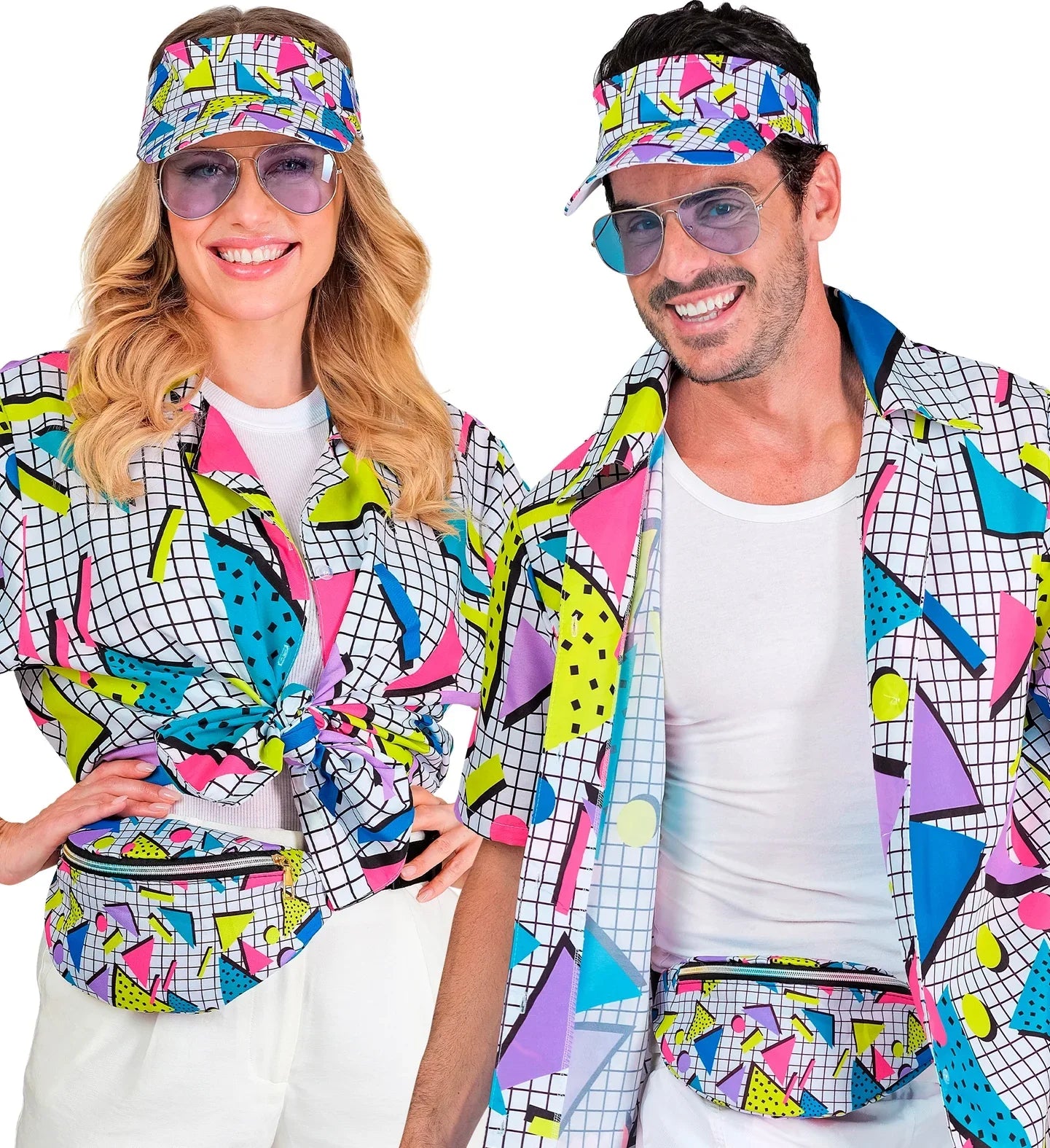 Visera y Riñonera Estilo Funky Años 80 Blanco Años 80 Widmann