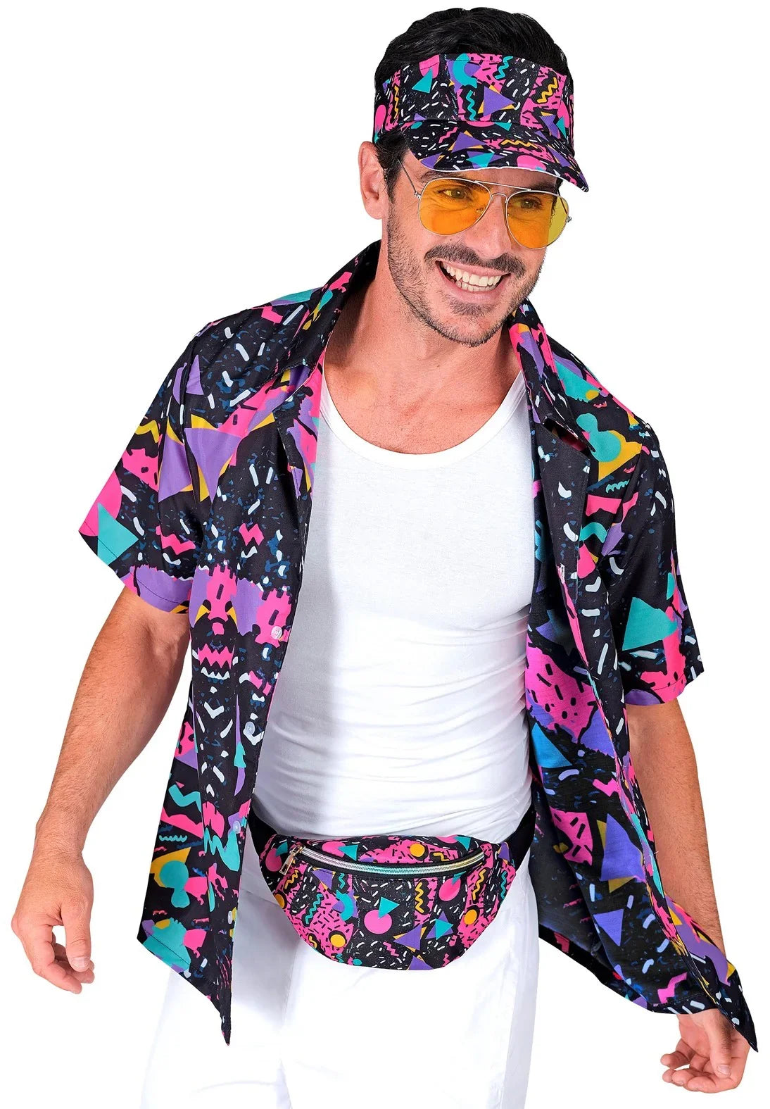 Visera y Riñonera Estilo Funky Años 80 Negro Años 80 Widmann