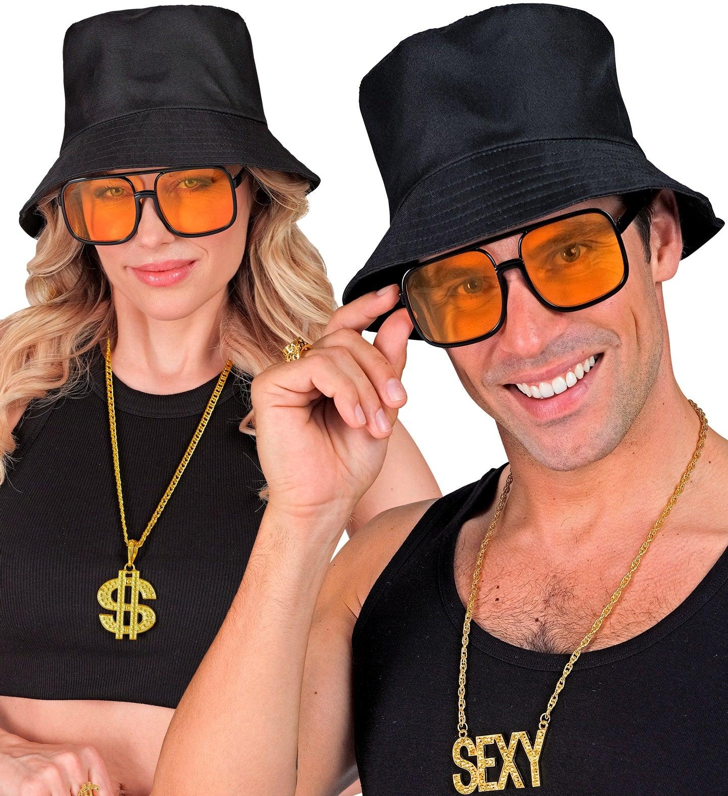 Gafas Aviador Cuadradas Negras con Lentes Naranjas Gafas Widmann