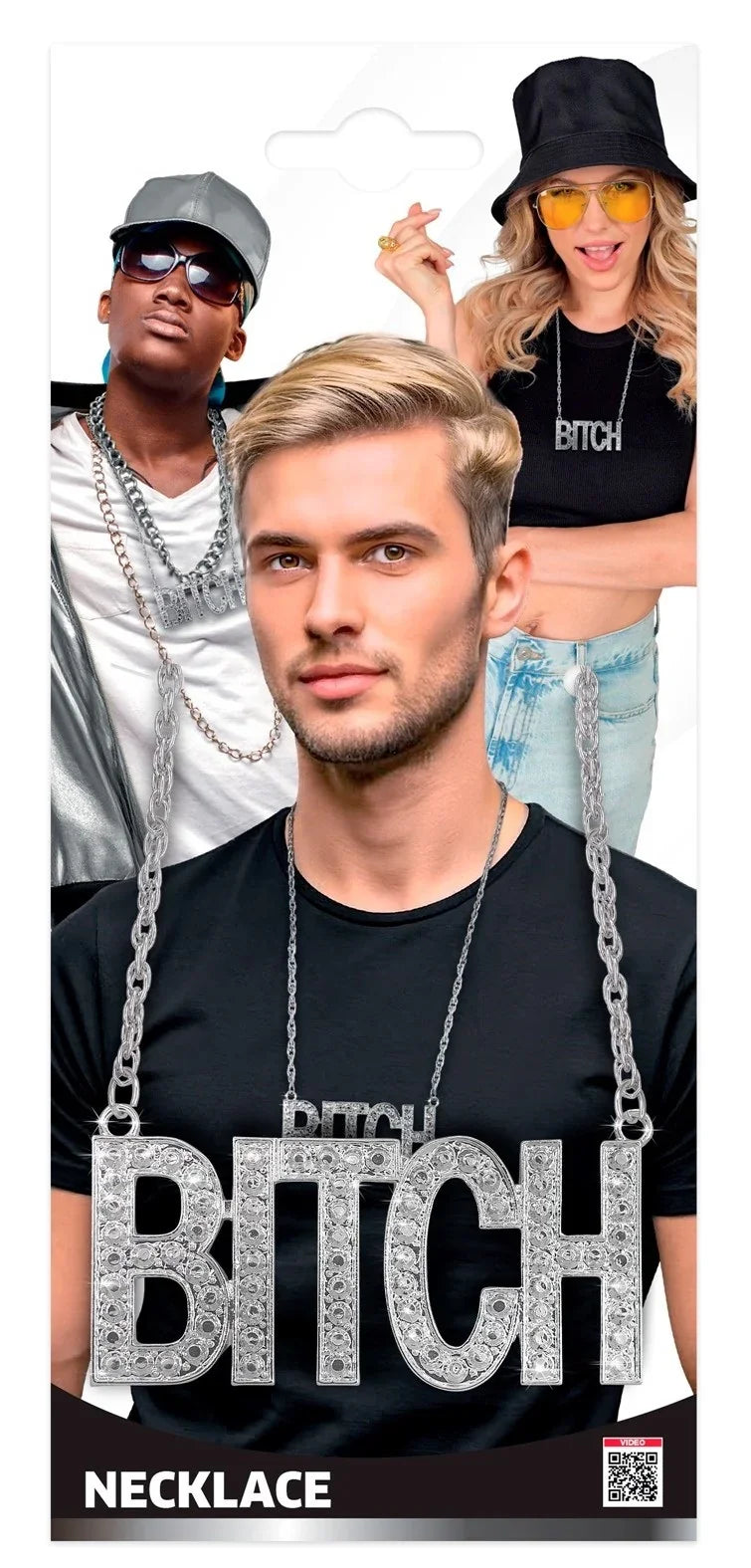 Collar Plateado con Colgante BITCH con Pedrería Collares, Colgantes y Gargantillas Widmann