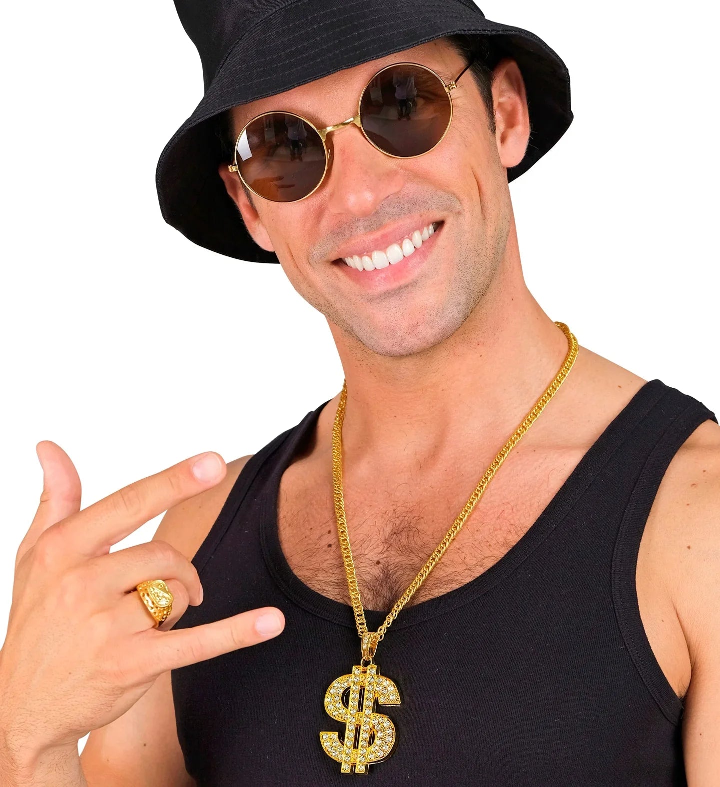 Collar Dorado con el Símbolo del Dólar con Pedrería Collares, Colgantes y Gargantillas Widmann