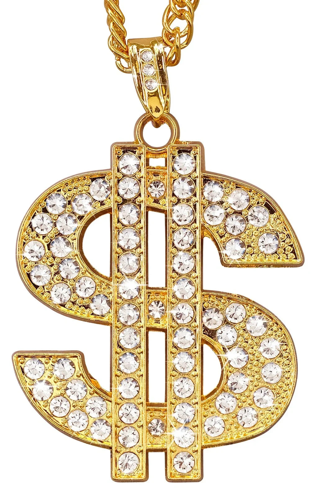 Collar Dorado con el Símbolo del Dólar con Pedrería Collares, Colgantes y Gargantillas Widmann