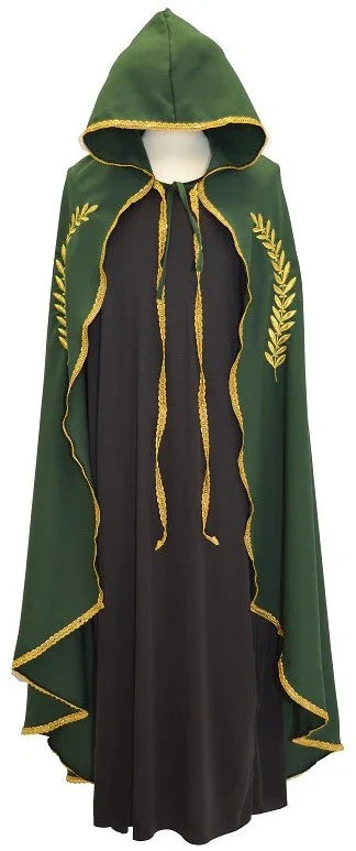 Capa Medieval Verde con Espigas y Ribetes Dorados Capas Llopis
