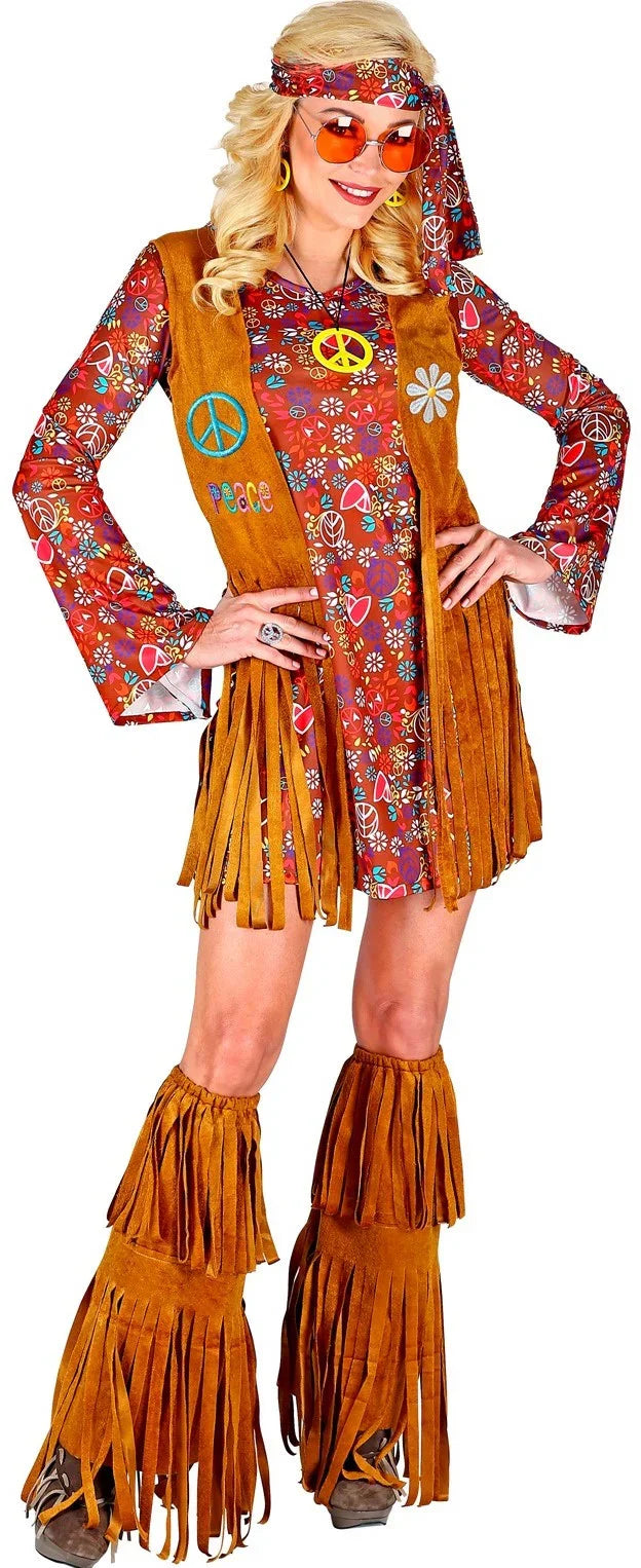 Disfraz de Hippie Corto con Flecos para Mujer Hippies Widmann