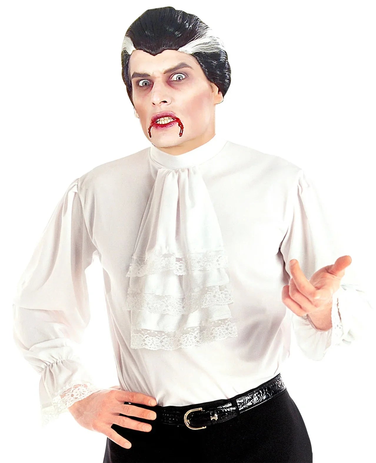 Camisa Blanca de Época con Chorreras y Puños de Encaje Complementos Venecianos y de Época Widmann