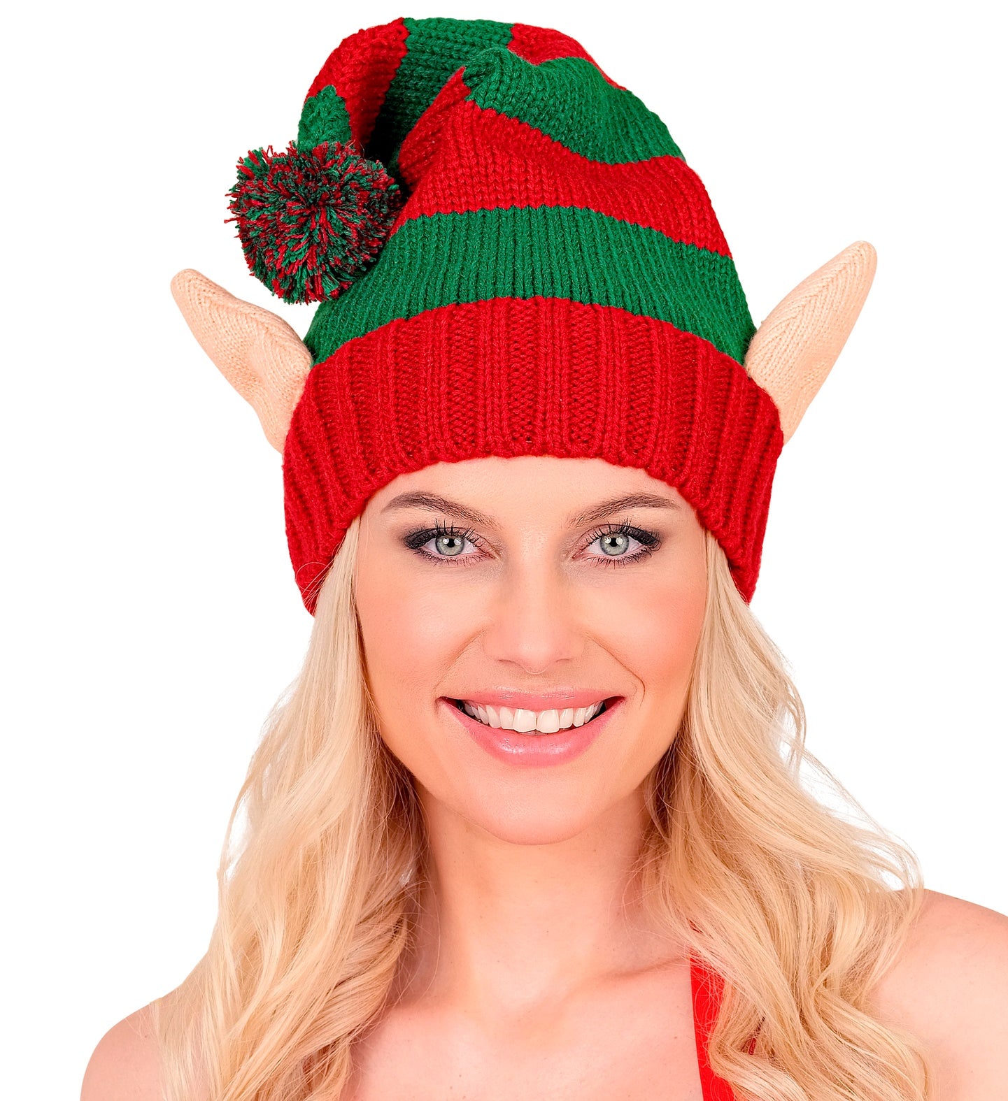 Cappello da elfo aiutante di Babbo Natale lavorato a punto