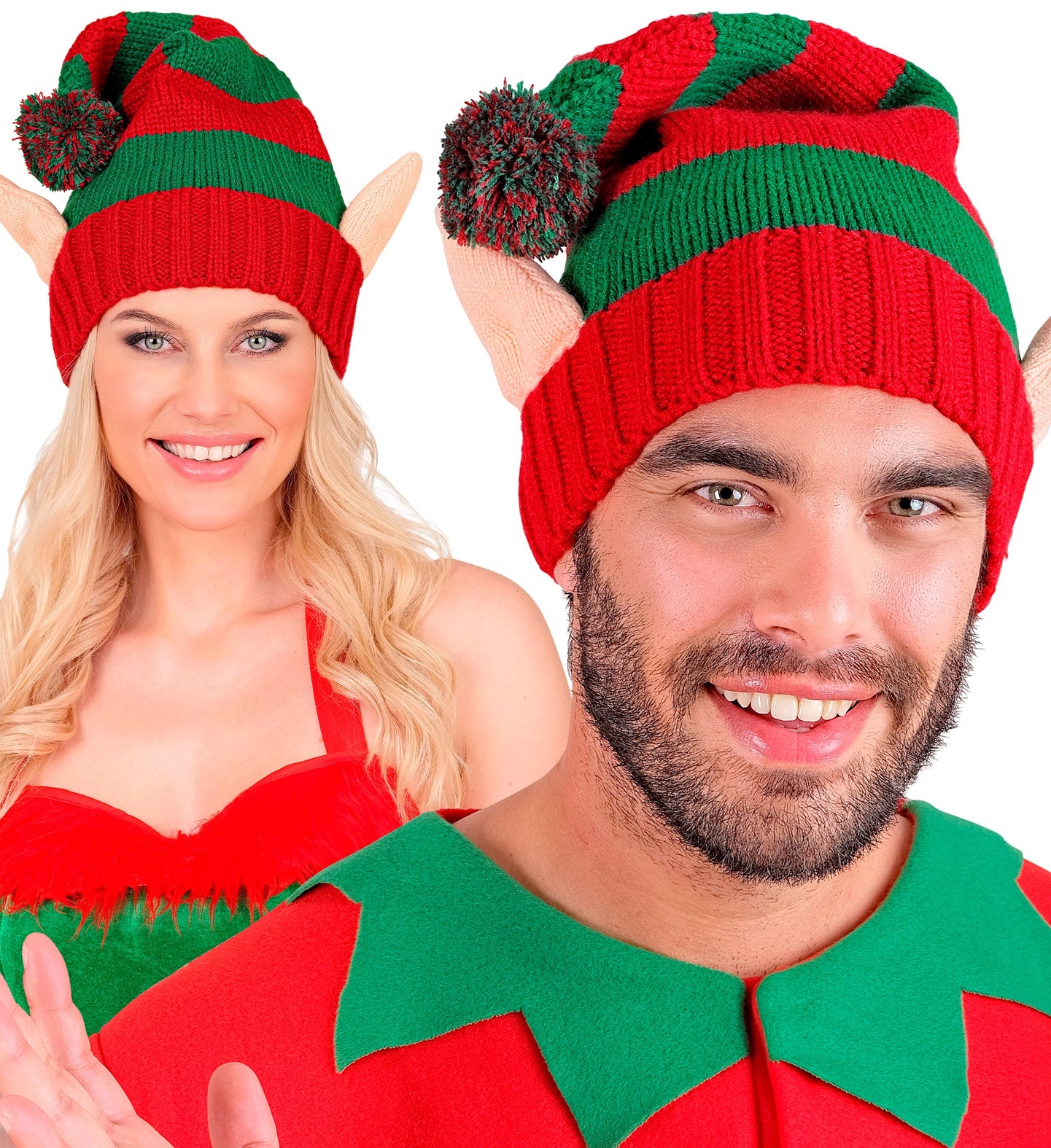 Cappello da elfo aiutante di Babbo Natale lavorato a punto
