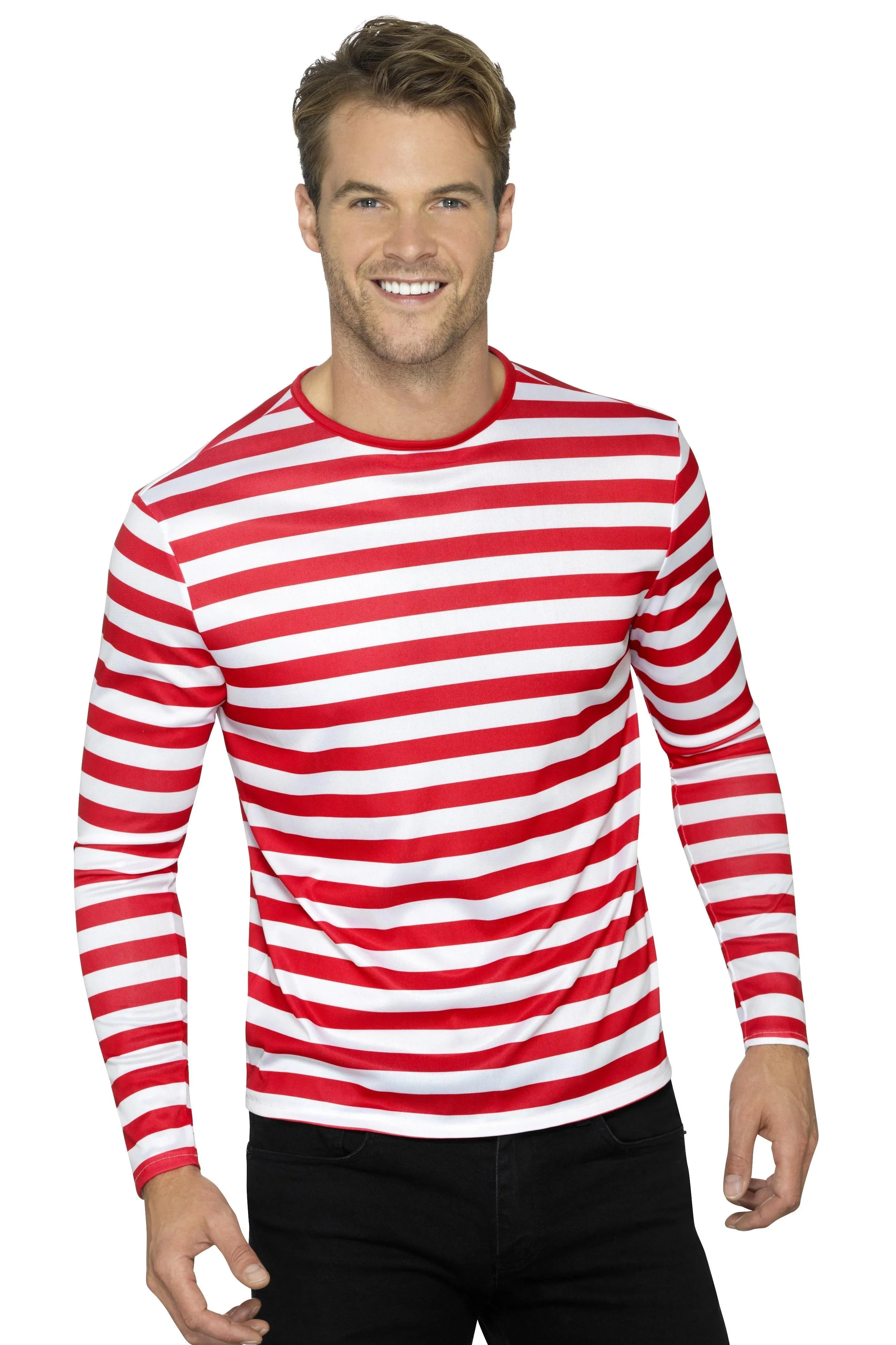 Camiseta de Rayas Rojas y Blancas para Adulto Chaquetas, Chalecos y Camisas Smiffys