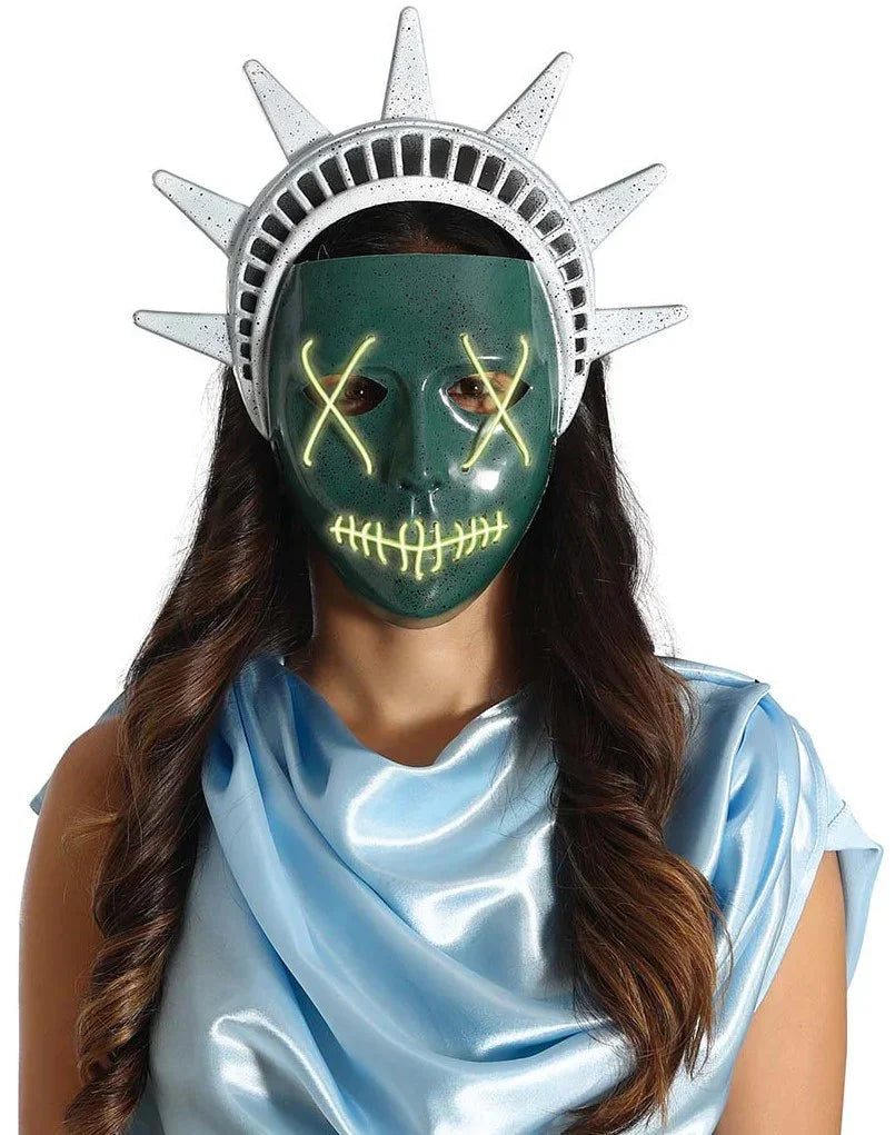 Máscara de la Estatua de la Libertad de La Purga con Luz Máscaras de La Purga Guirca