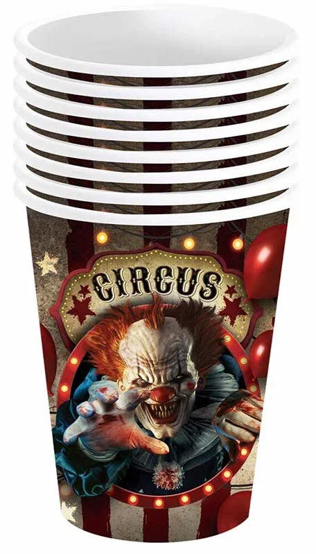 Pack 6 Vasos Circo Payaso Asesino Menaje Halloween Guirca