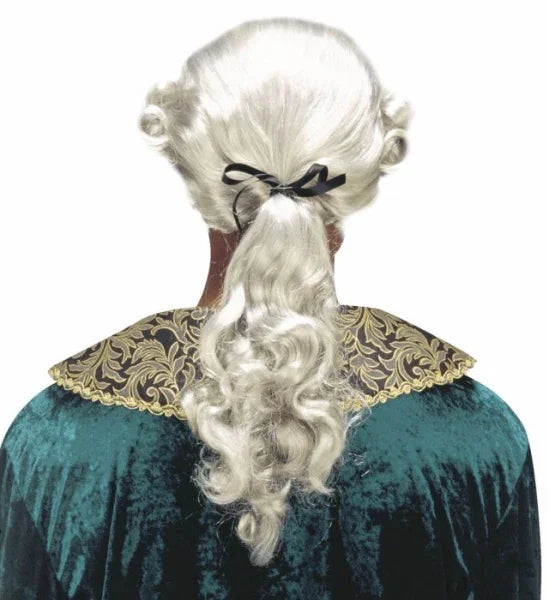 Peluca Gris de Época con Coleta para Hombre COMPLEMENTOS Widmann