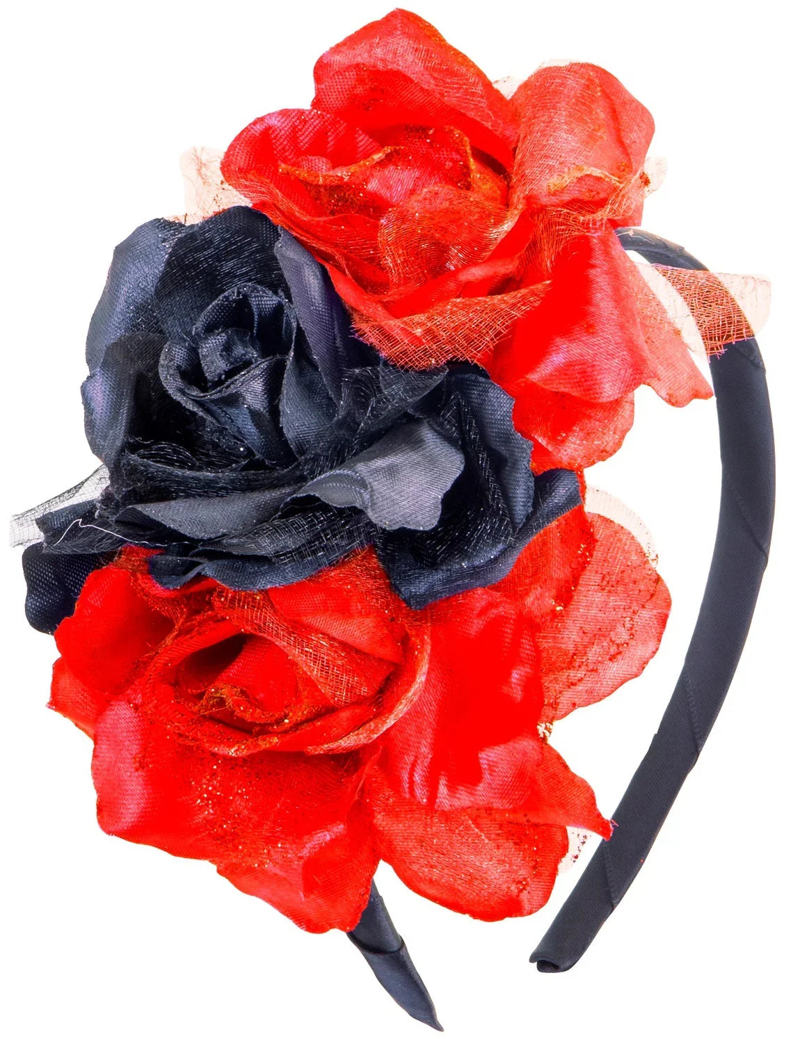 Diadema de Catrina con Flores Rojas y Negras Catrina Widmann