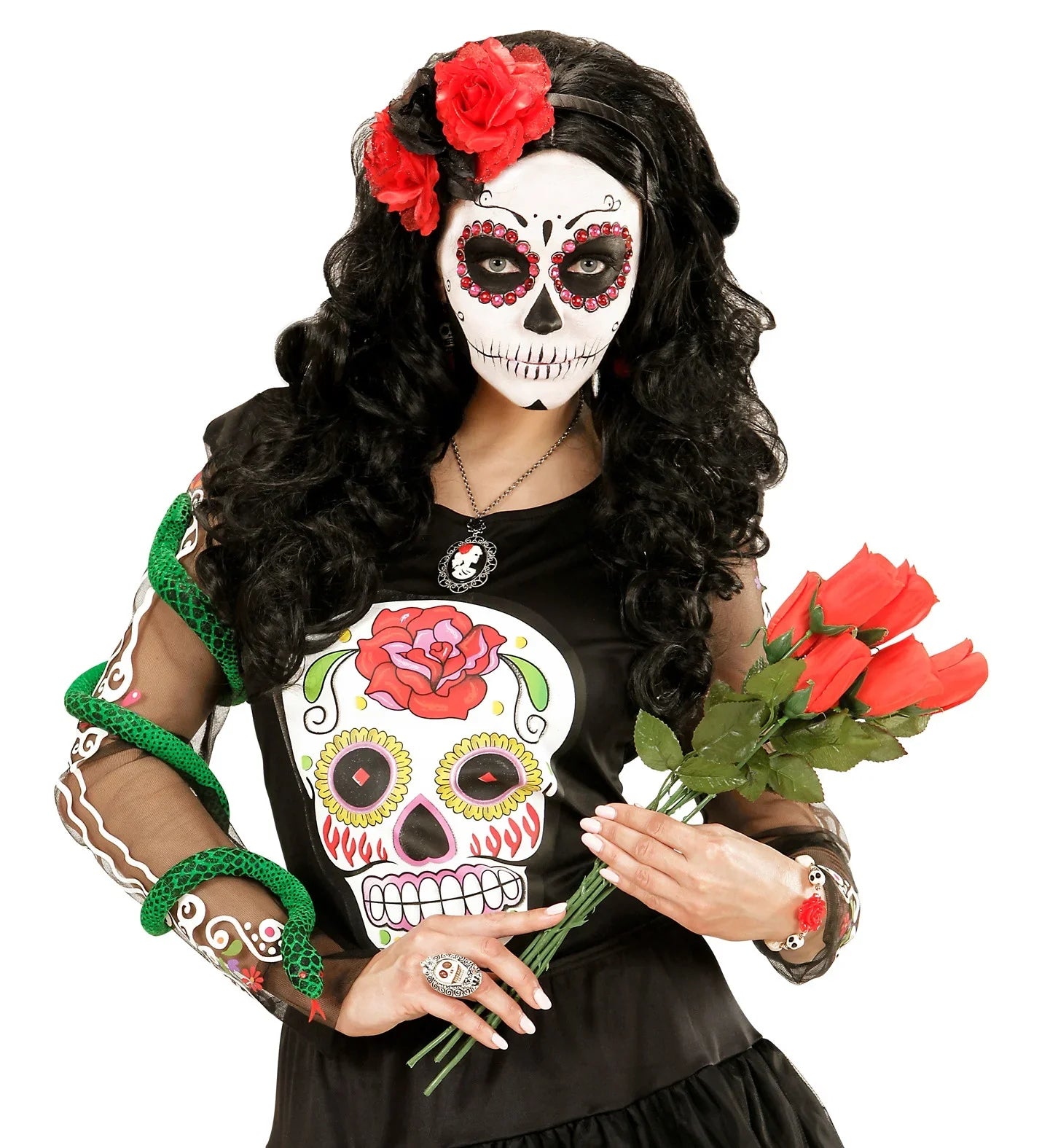 Diadema de Catrina con Flores Rojas y Negras Catrina Widmann