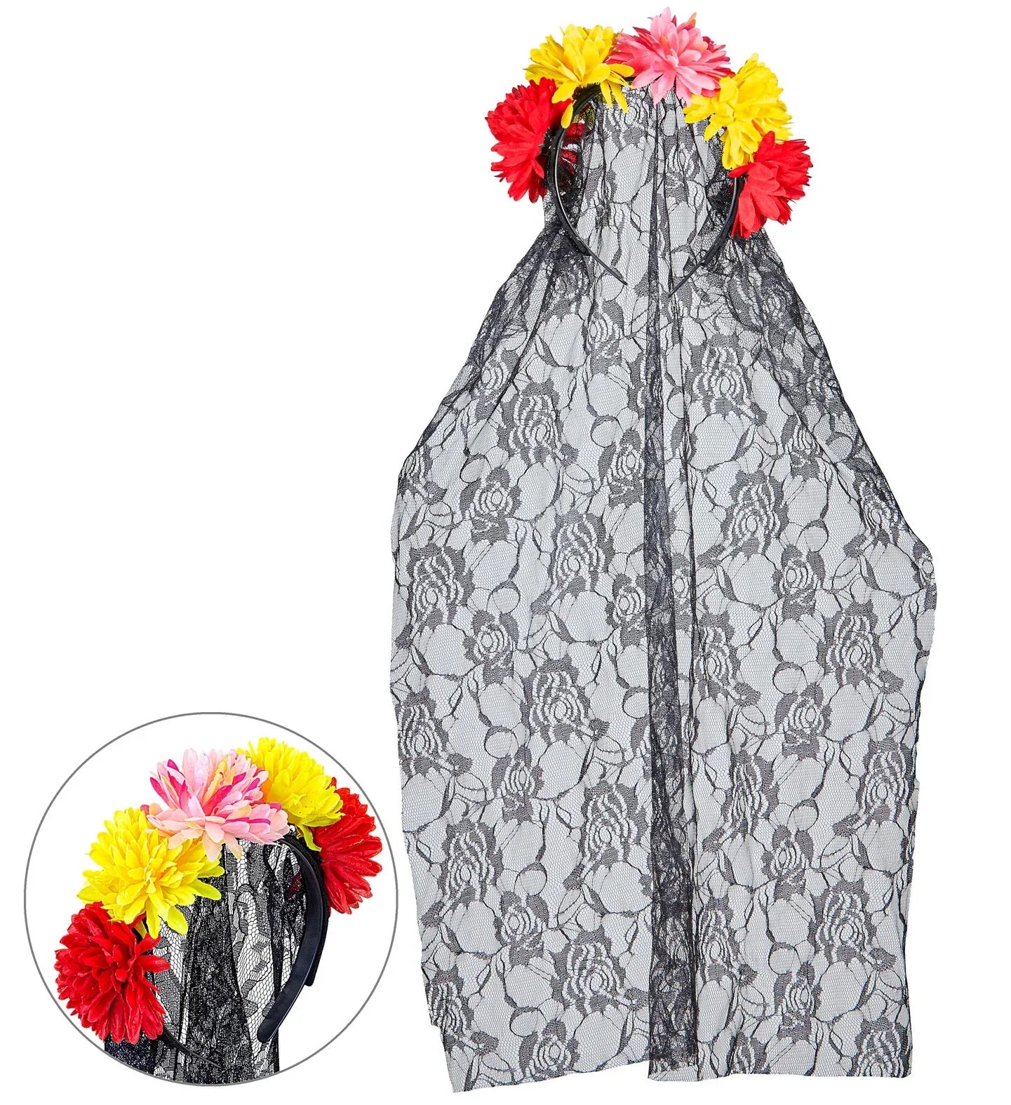 Diadema del Día de los Muertos con Velo de Encaje Accesorios Halloween Widmann