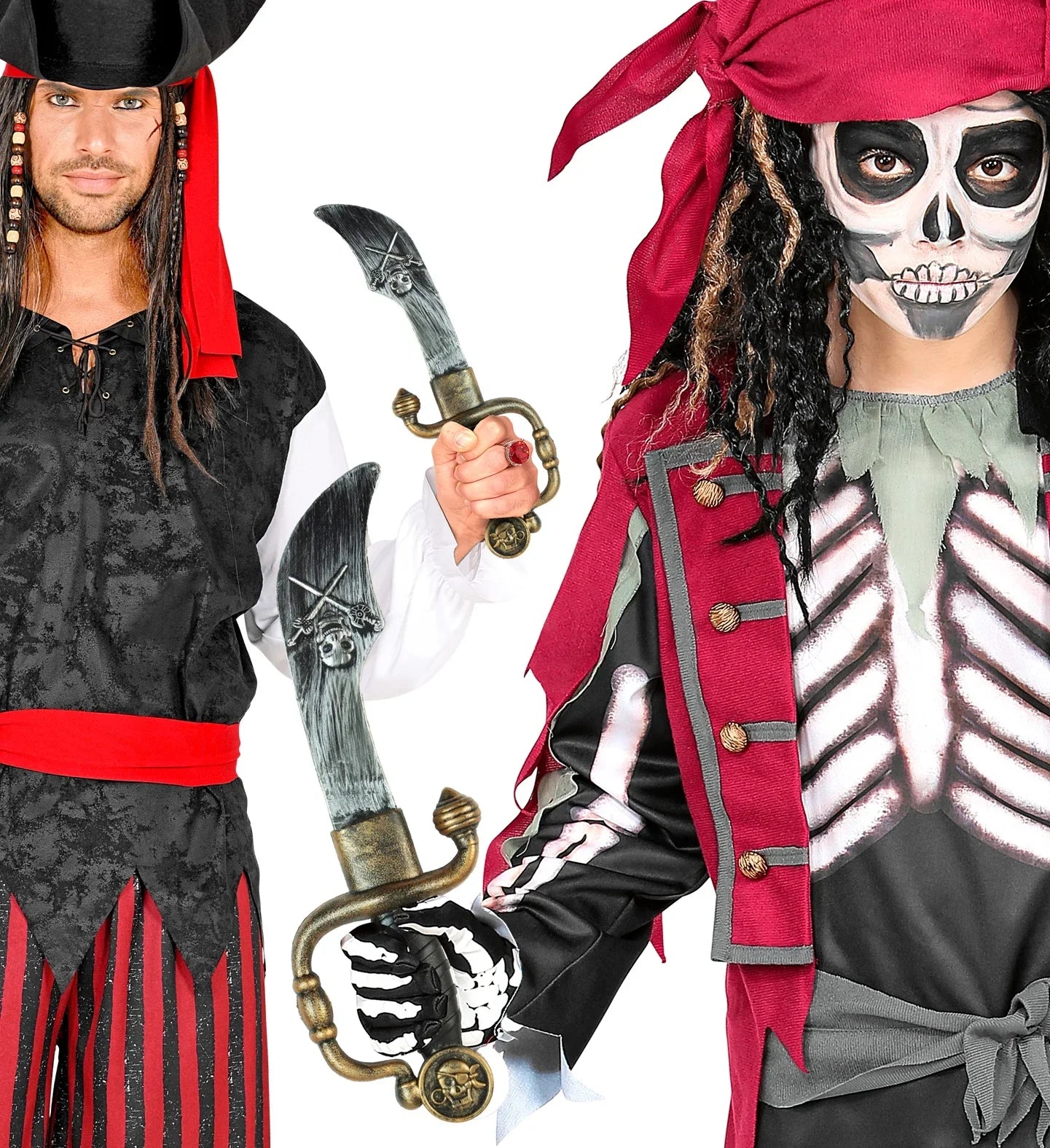 Cuchillo Pirata con Empuñadura Decorada Complementos Piratas Widmann