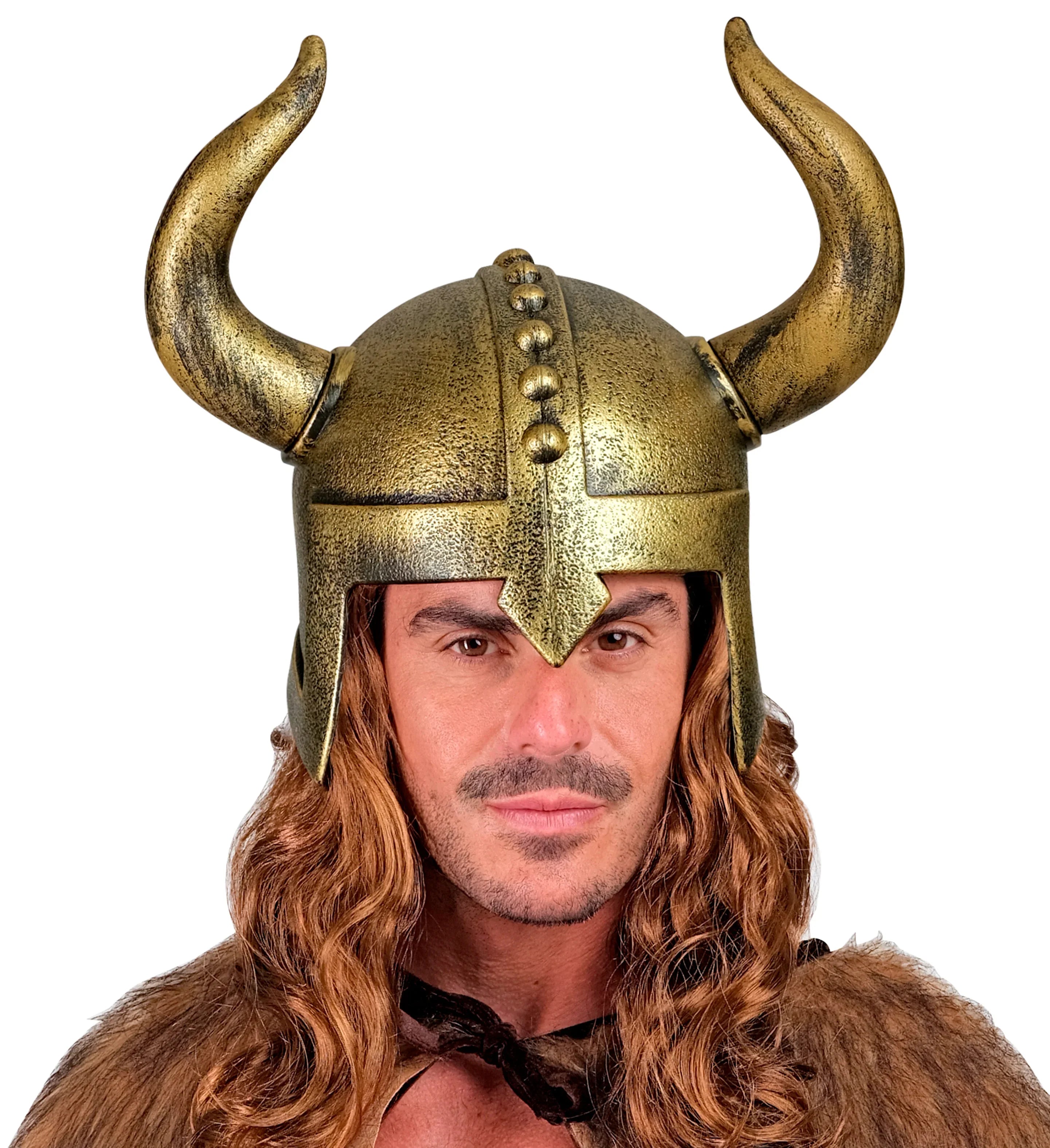Casco Vikingo Dorado Envejecido con Cuernos Complementos Vikingos Widmann