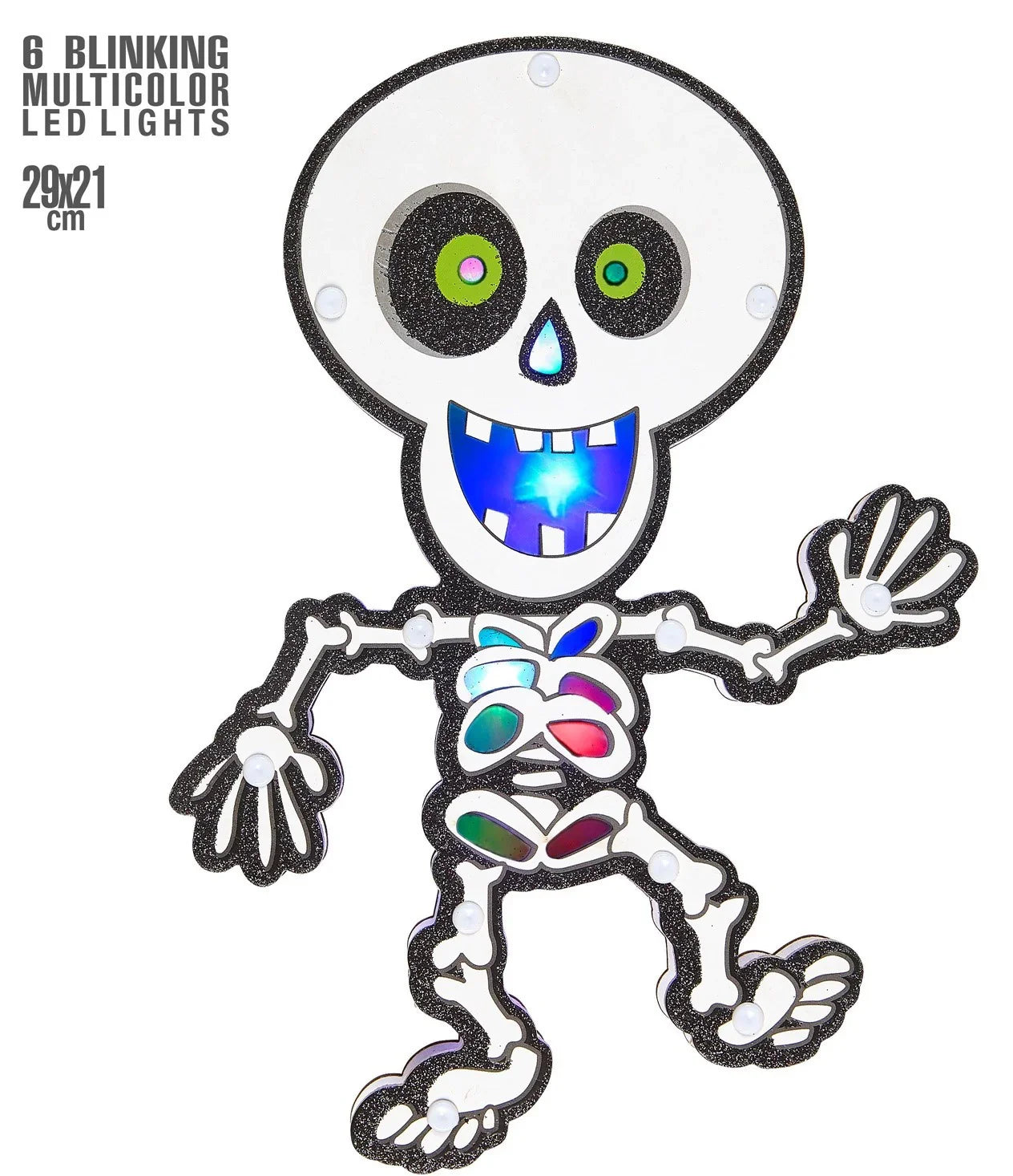 Esqueleto con Luces Multicolor para Pared Esqueletos Widmann