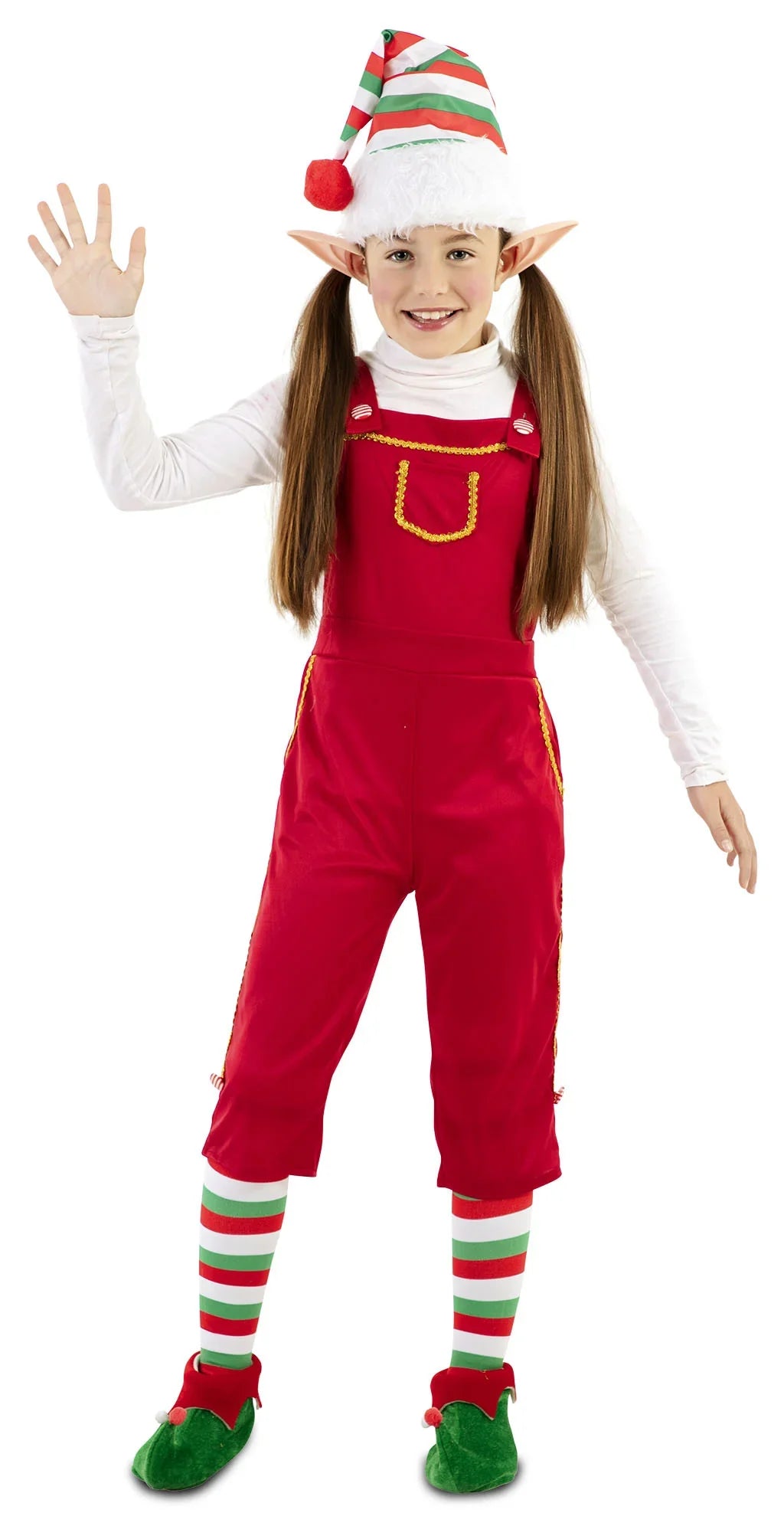 Disfraz de Elfa con Peto para Niña Elfos Navideños EuroCarnavales