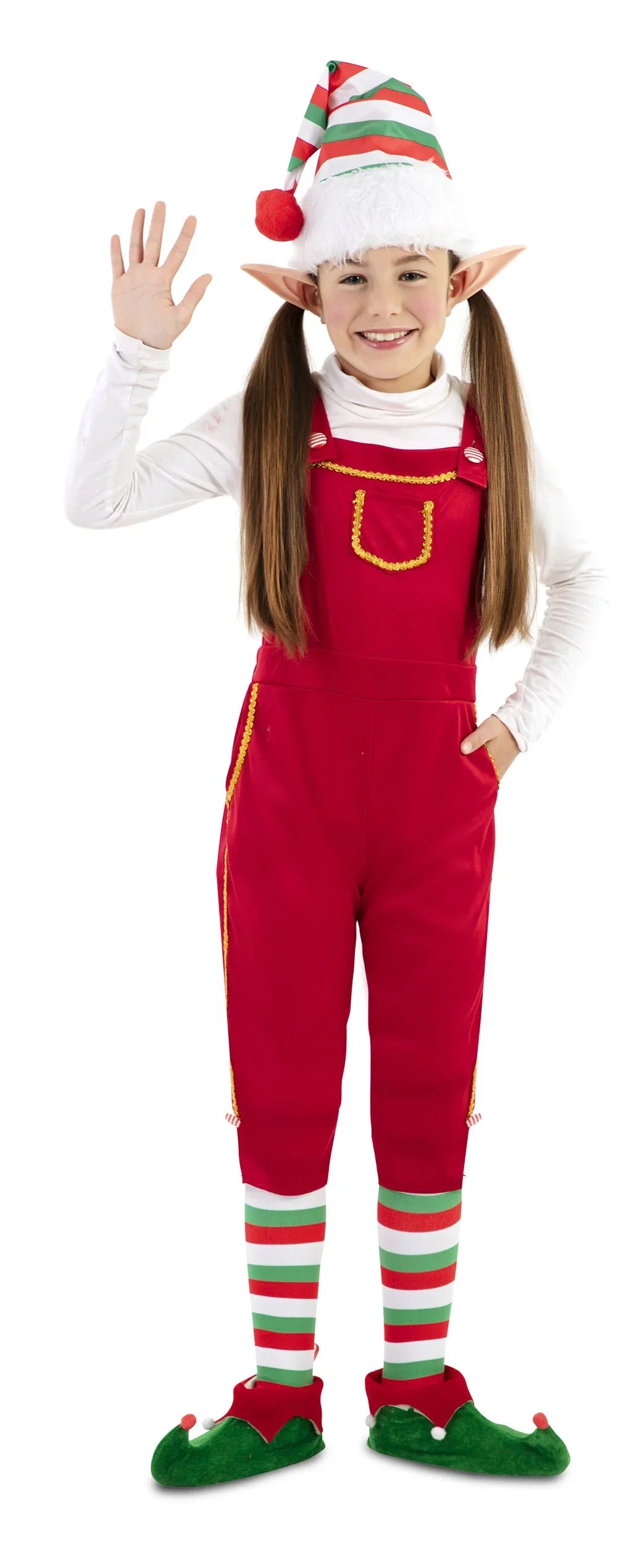 Disfraz de Elfa con Peto para Niña Elfos Navideños EuroCarnavales