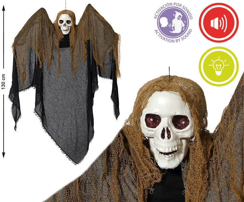 Esqueleto Tétrico Colgante con Túnica Marrón y Negra Figuras Colgantes Atosa