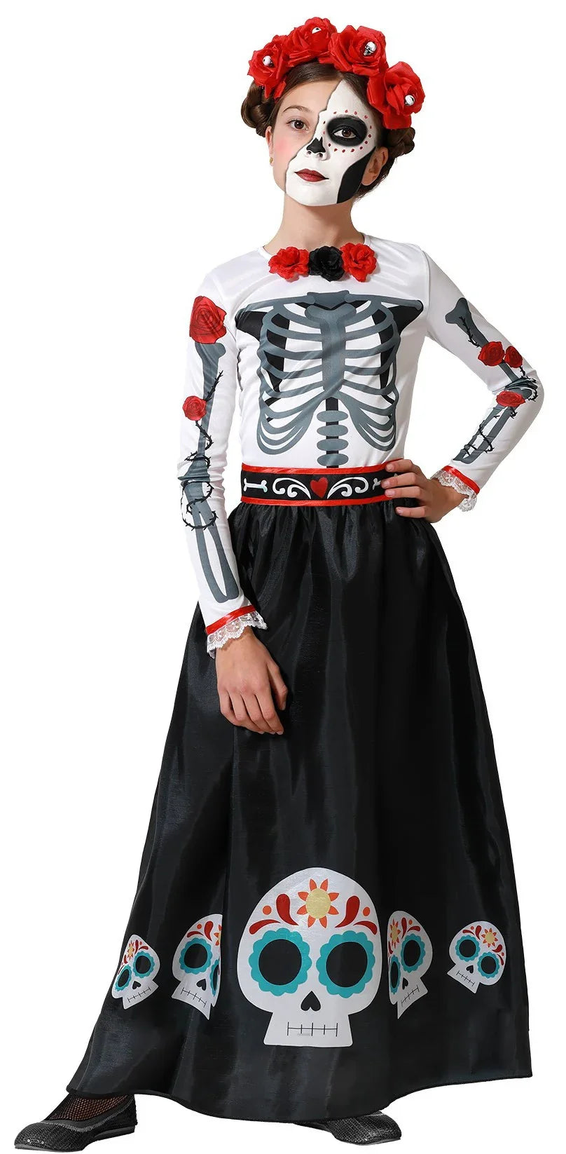 Disfraz de Catrina Esqueleto Infantil Catrina Atosa