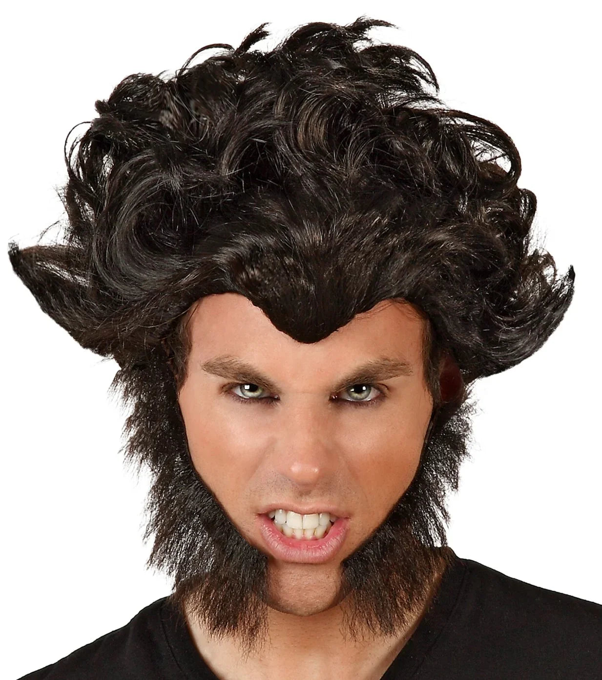 Peluca Morena de Lobezno X-Men con Patillas Complementos Superhéroes Atosa