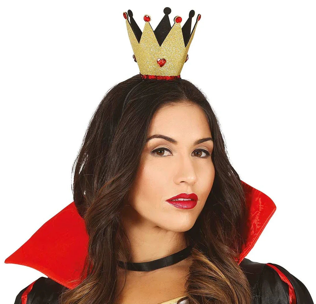 Diadema con Corona Dorada de Reina de Corazones Coronas y Tiaras Guirca