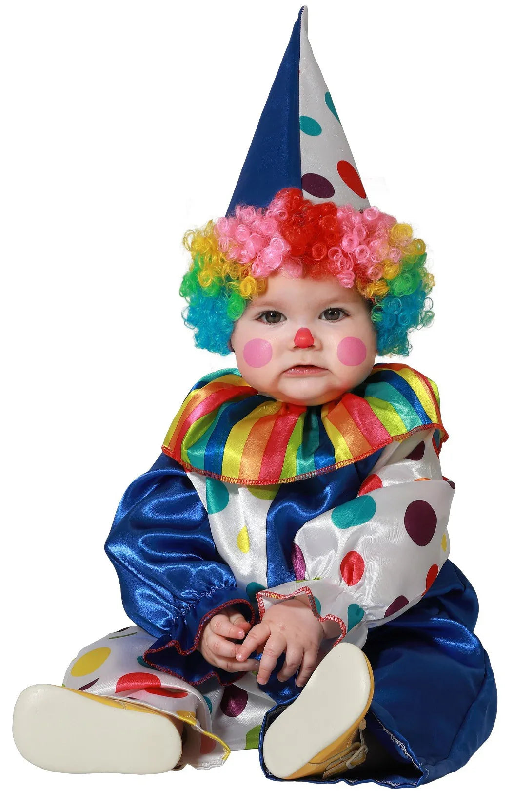 Disfraz de Payaso Azul y Blanco con Lunares para Bebé Payasos Infantiles Atosa