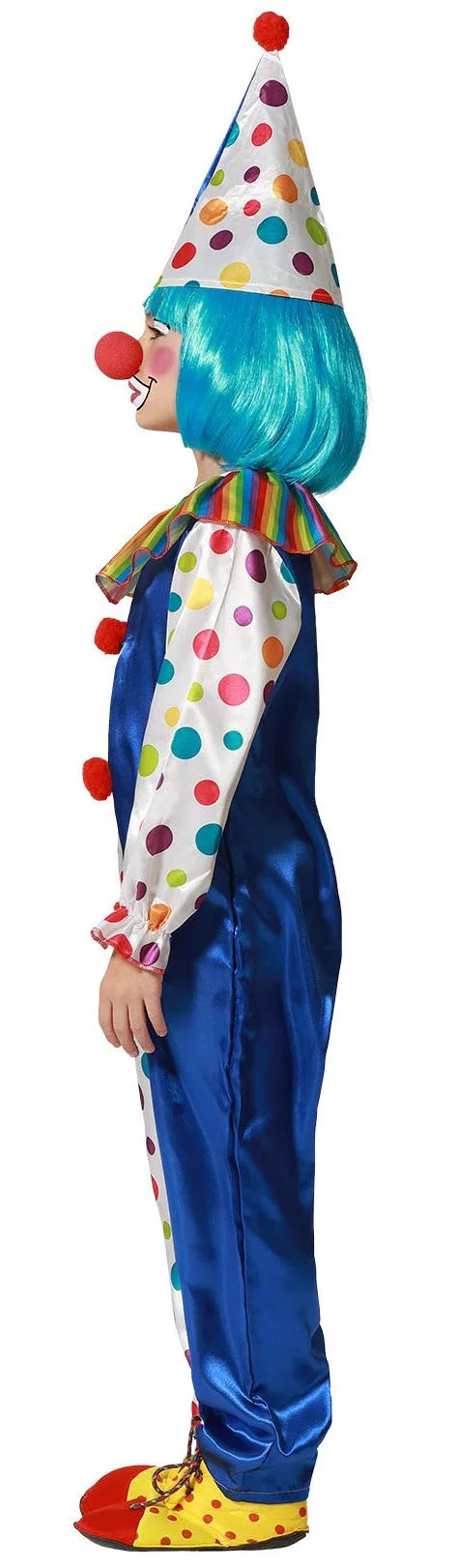 Disfraz de Payaso Azul y Blanco con Lunares Infantil Payasos Infantiles Atosa