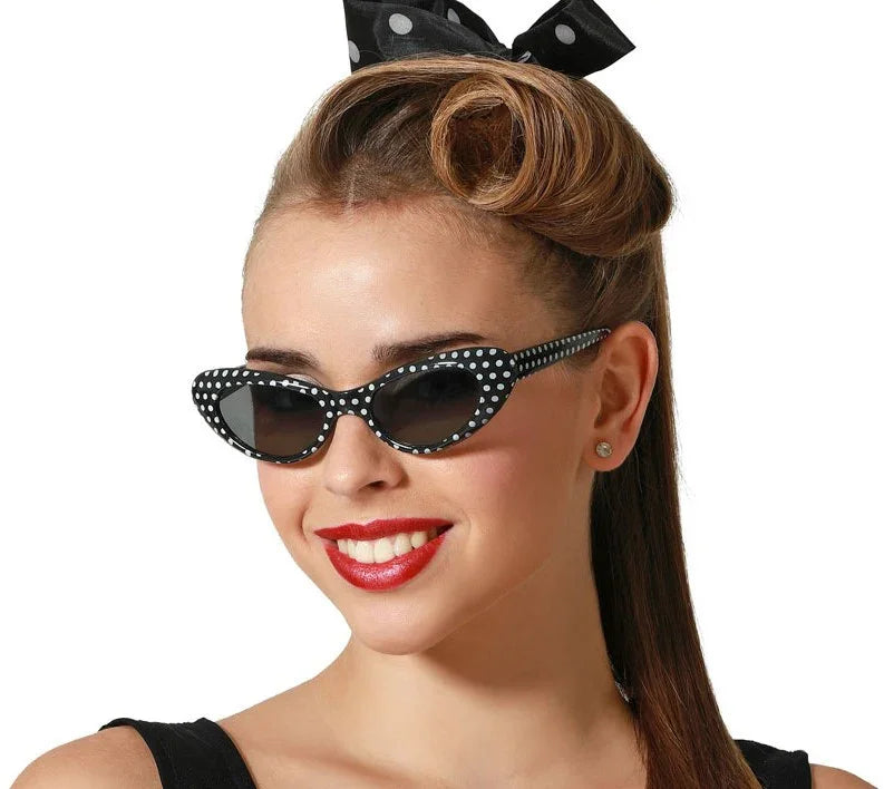 Gafas Años 50 Negras con Lunares Blancos Gafas Atosa