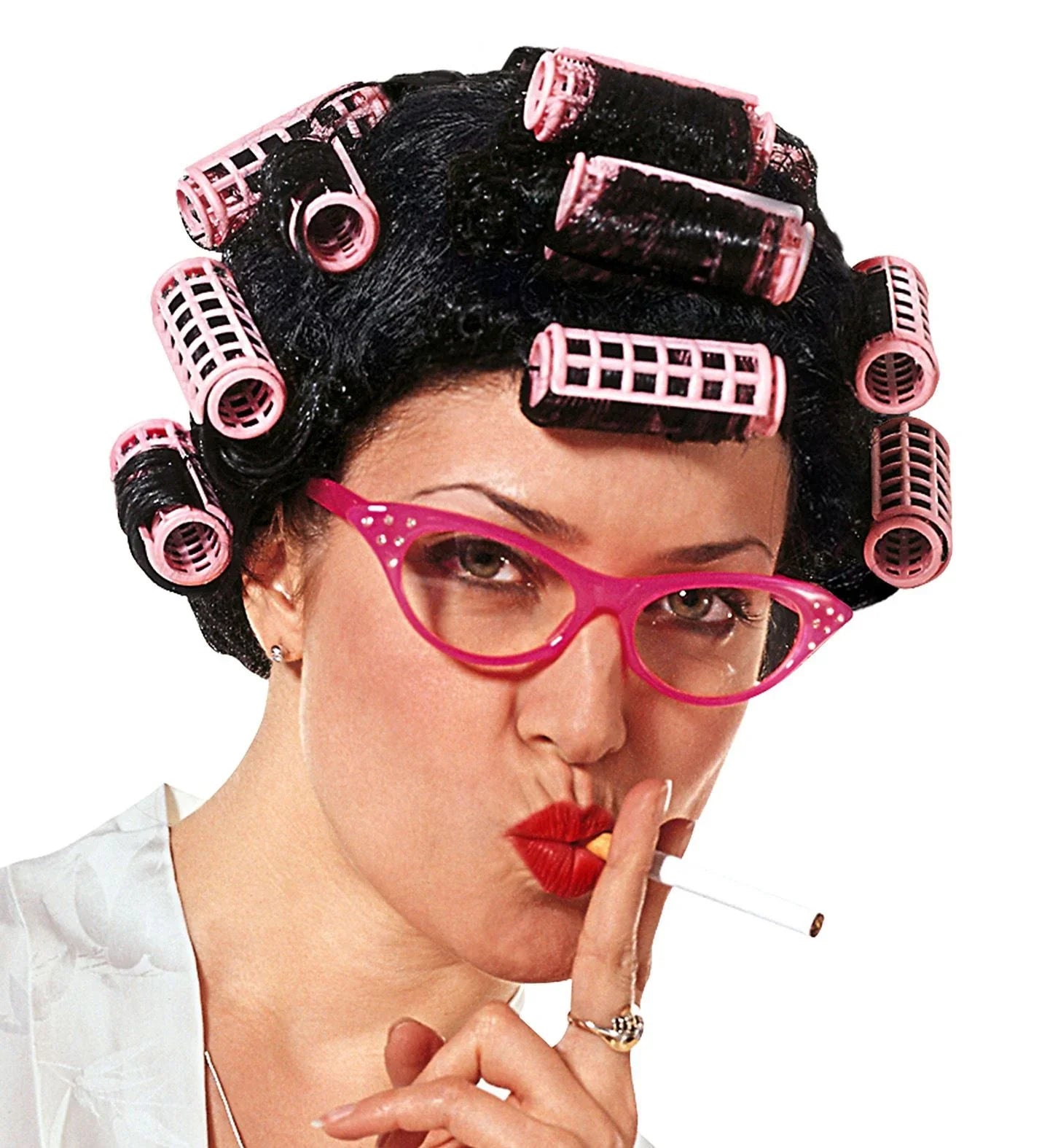 Peluca Negra Rizada con Rulos Abuelas y Ancianos Widmann