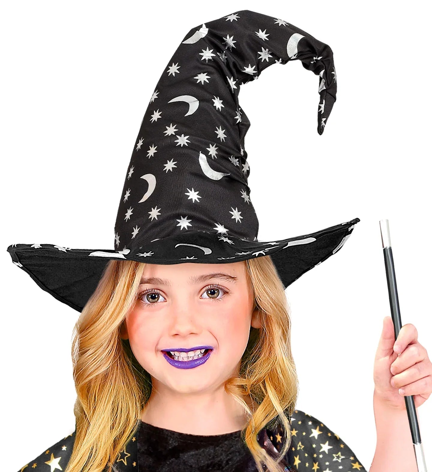 Sombrero de Bruja o Mago Infantil con Lunas y Estrellas Sombreros de Bruja Widmann