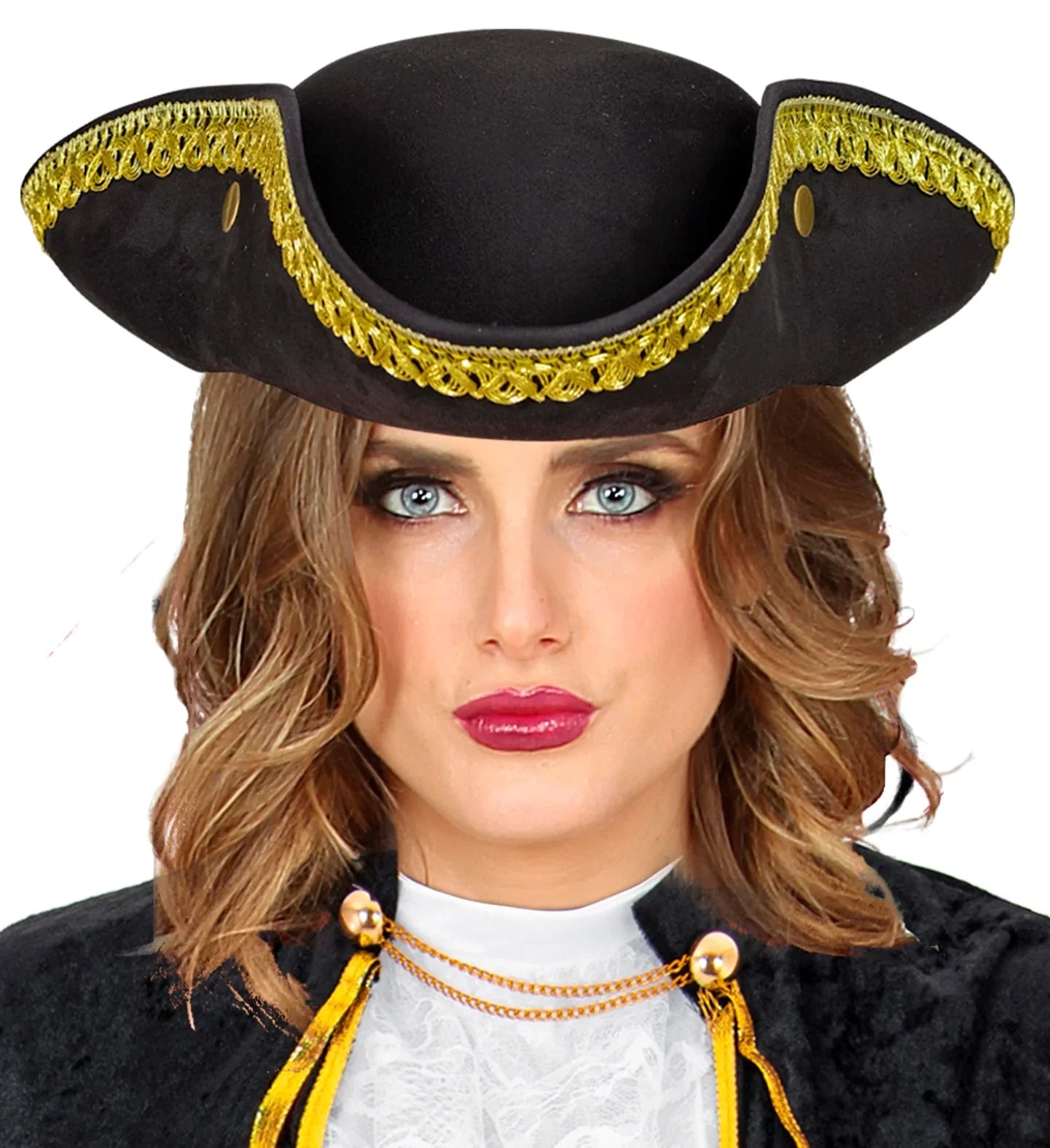 Sombrero Tricornio Elegante de Época en Color Negro Complementos Venecianos y de Época Widmann