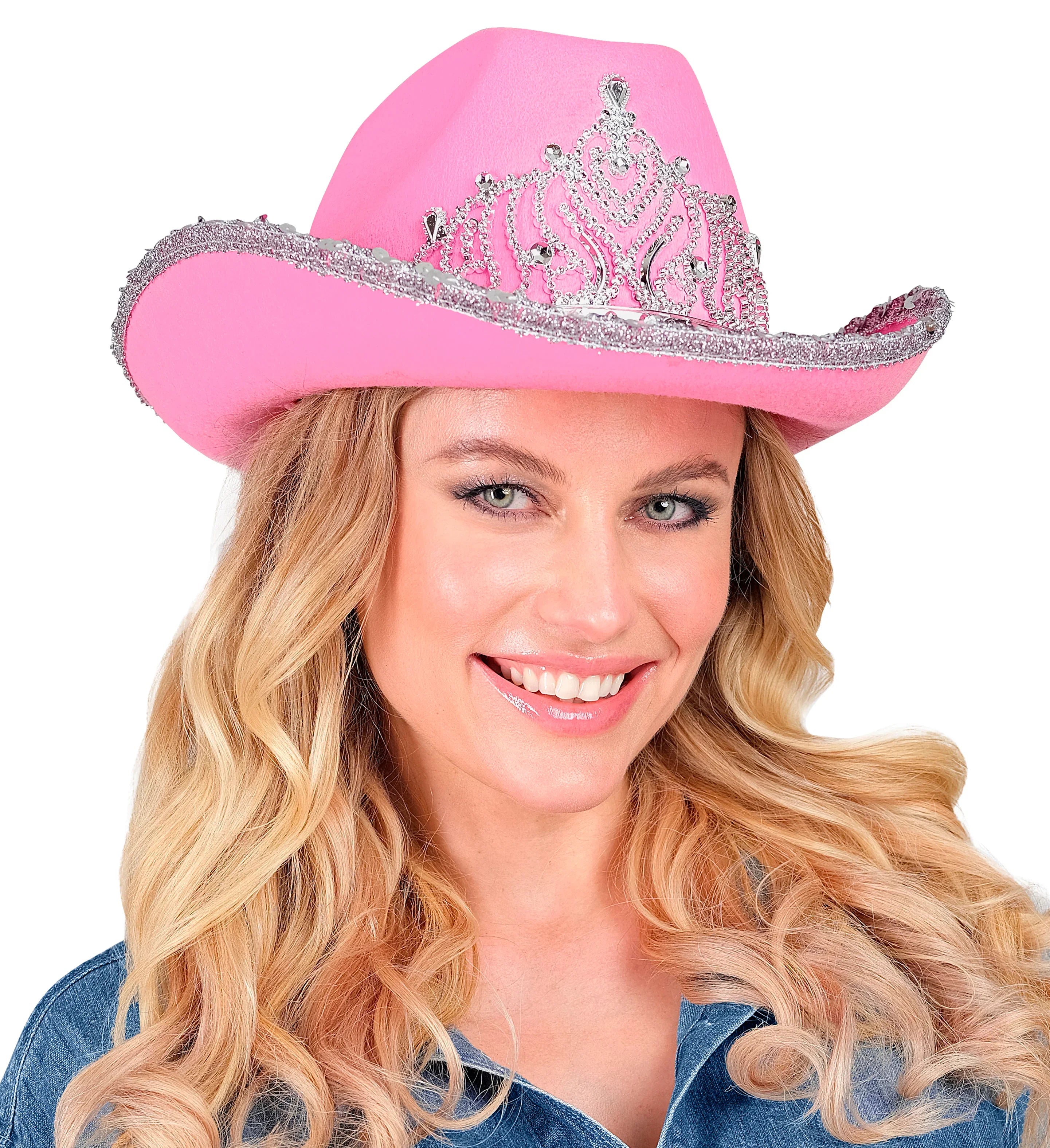 Sombrero Vaquero Rosa con Tiara de Princesa Sombreros de Vaquero Widmann