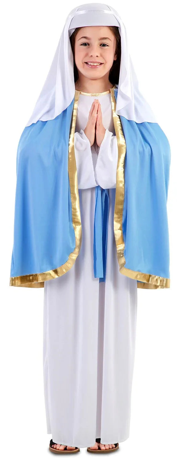 Disfraz de Virgen María con Capa para Niña Virgen María EuroCarnavales