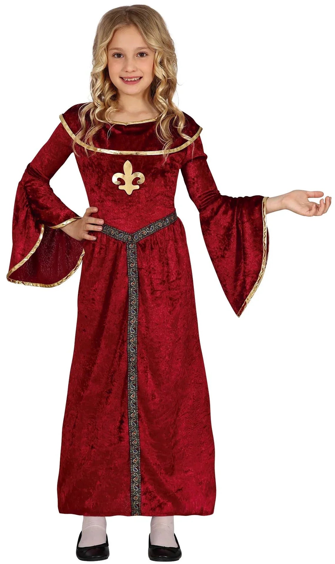 Disfraz de Dama Medieval Granate para Niña Princesas y Damas Medievales Guirca