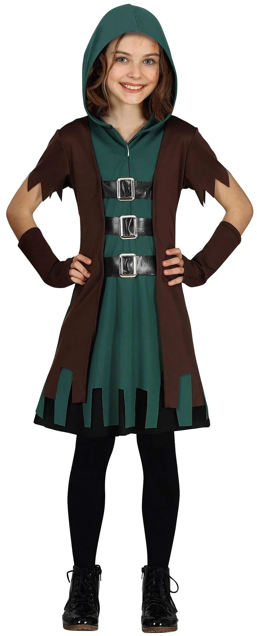 Disfraz de Arquera Encapuchada para Niña Robin Hood y Arqueros Infantiles Guirca