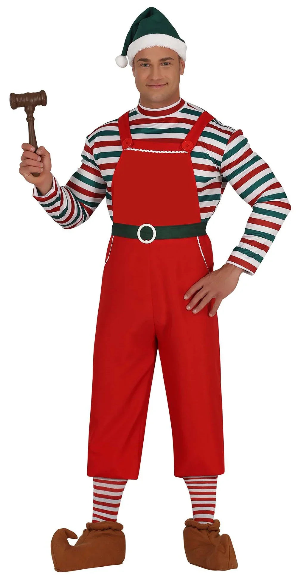 Disfraz de Elfo de Papá Noel con Peto para Hombre Elfos Navideños Guirca