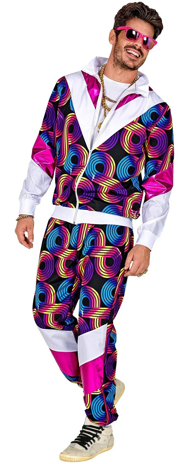 Disfraz Chándal de Táctel de Estampado Ochentero para Adulto Chándales de Táctel Años 80 Widmann
