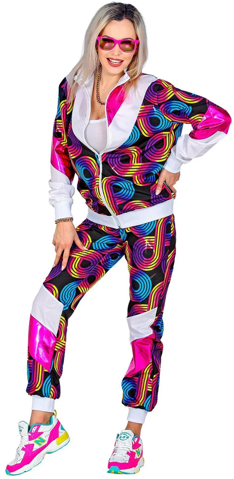 Disfraz Chándal de Táctel de Estampado Ochentero para Adulto Chándales de Táctel Años 80 Widmann