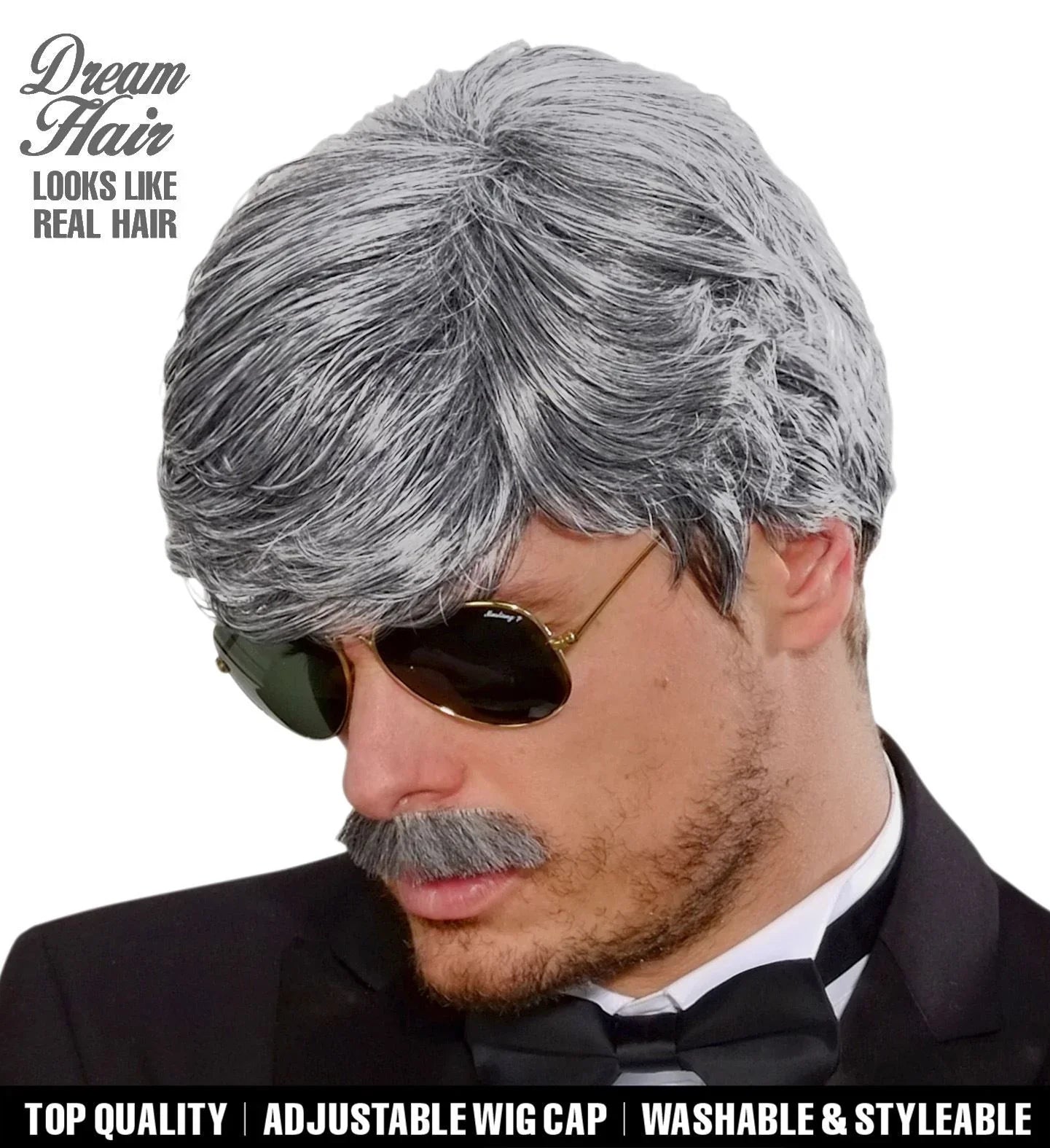 Peluca Canosa Corta de Hombre con Bigote Pelucas Canosas Widmann