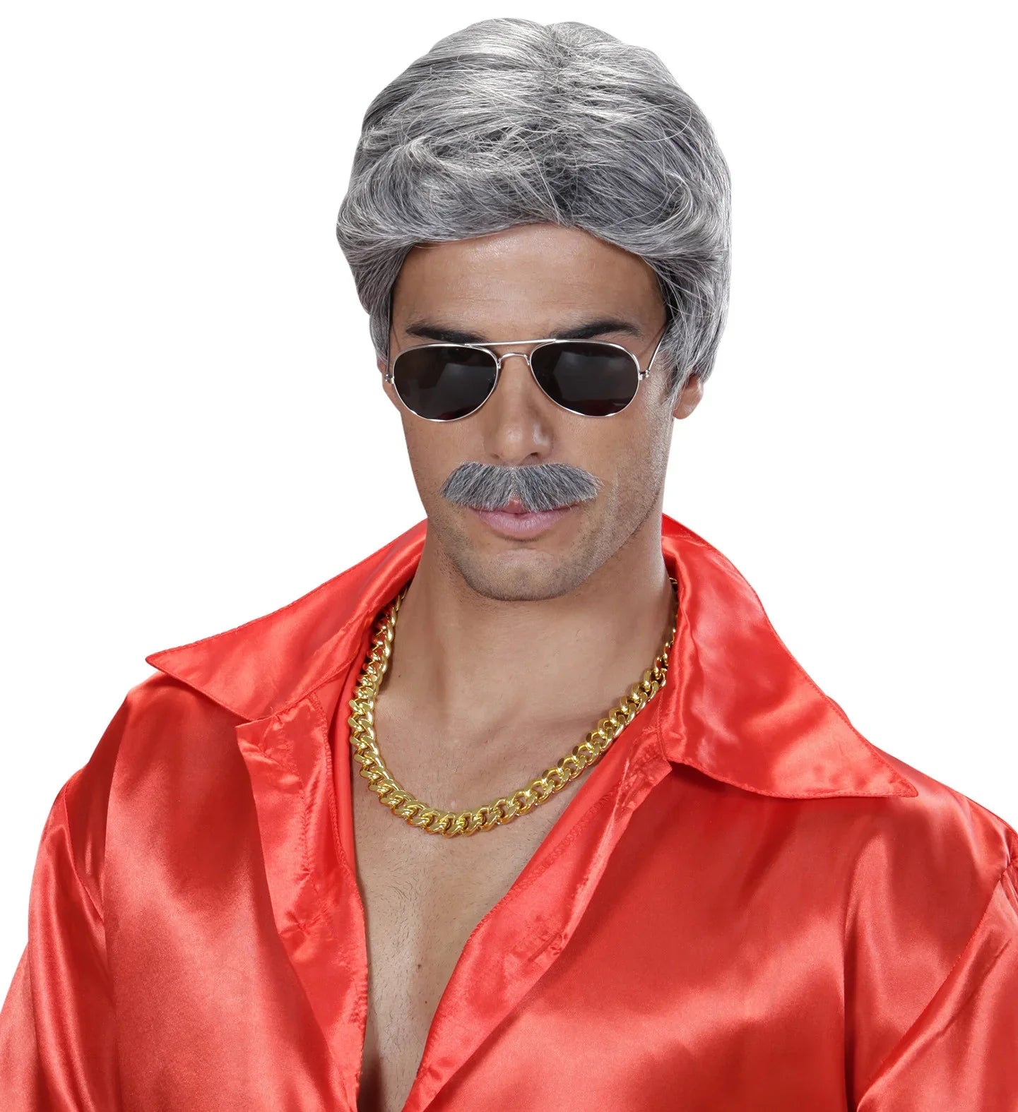 Peluca Canosa Corta de Hombre con Bigote Pelucas Canosas Widmann