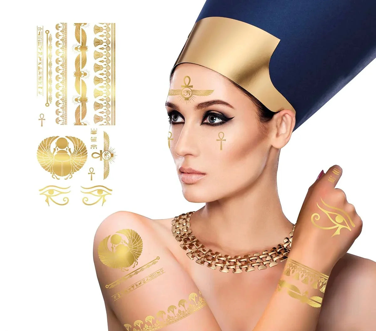 Kit de Tatuajes Egipcios Dorados Complementos Egipcios Guirca
