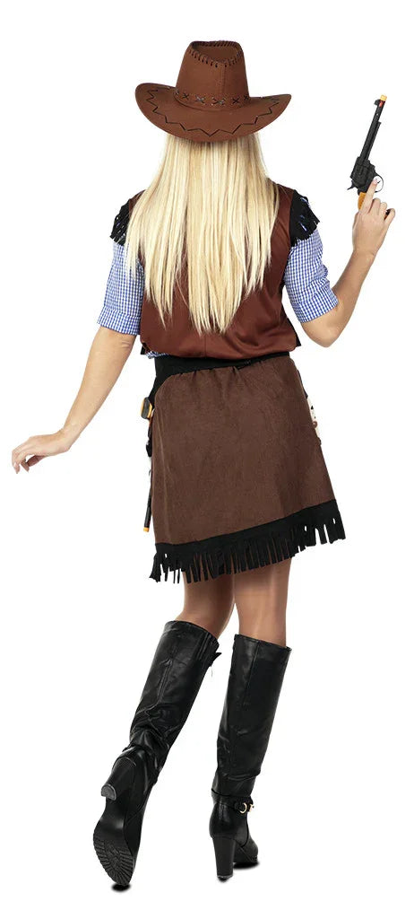 Disfraz de Vaquera Estampado Vaca para Mujer Vaquero EuroCarnavales