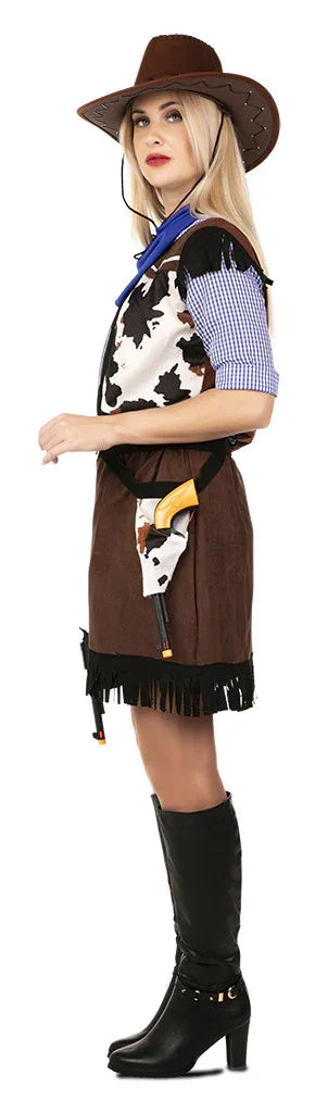 Disfraz de Vaquera Estampado Vaca para Mujer Vaquero EuroCarnavales